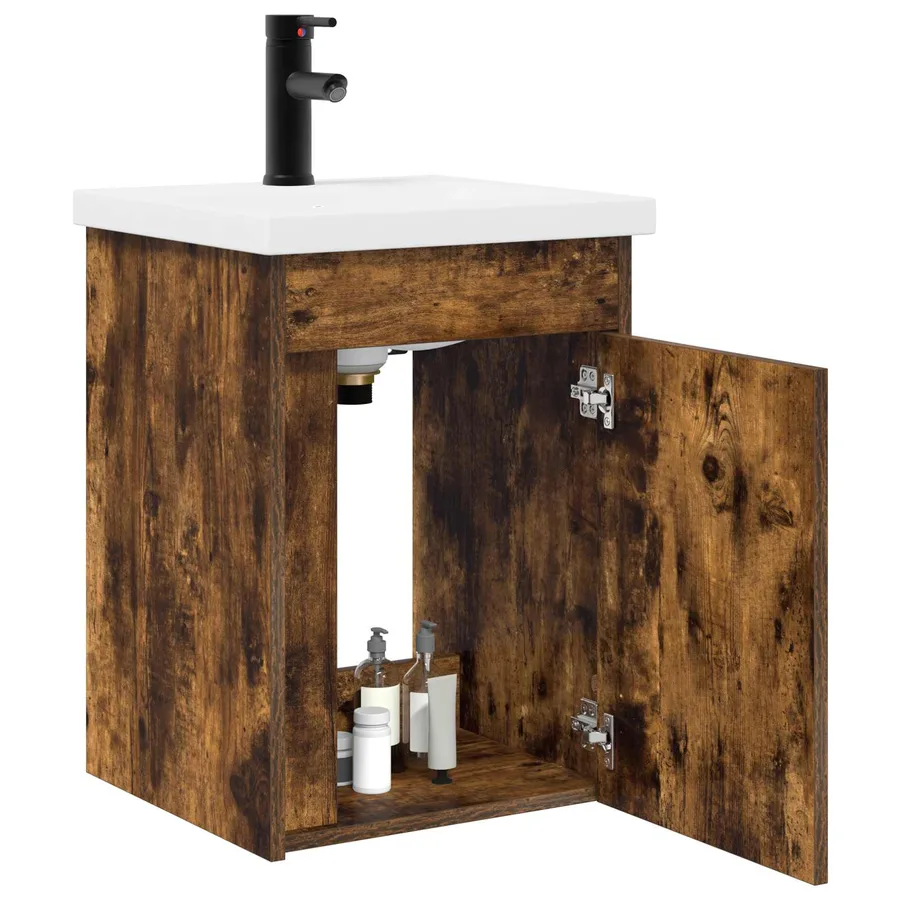 Meuble de salle de bain avec robinet Chêne fumé - 3
