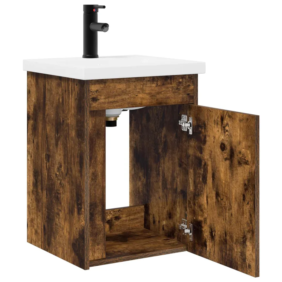 Meuble de salle de bain avec robinet Chêne fumé - 4