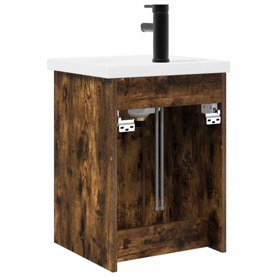 Meuble de salle de bain avec robinet Chêne fumé - 7