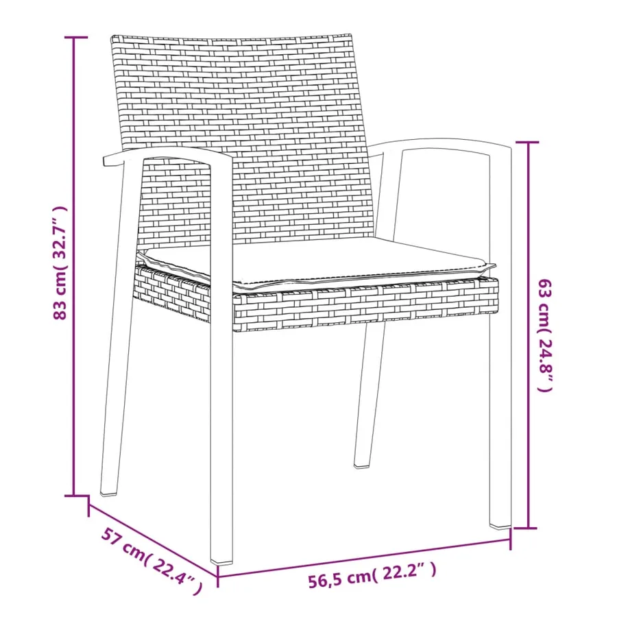 Ensemble à manger de jardin 7 pcs coussins résine tressée acier - 10
