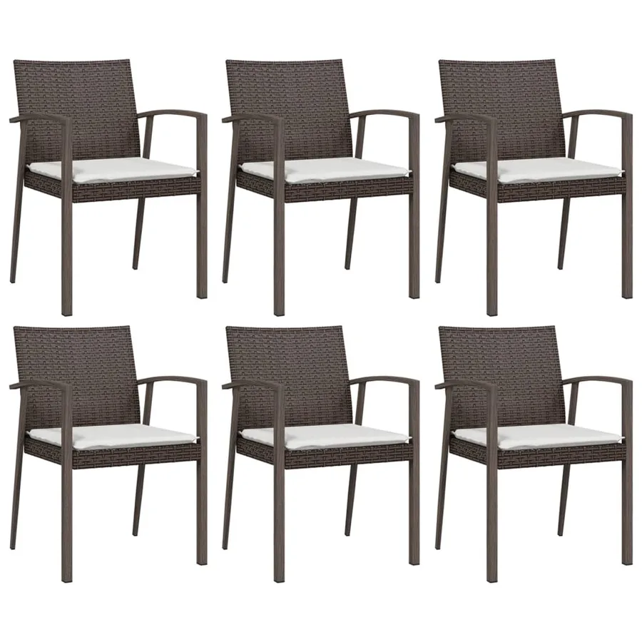 Ensemble à manger de jardin 7 pcs coussins résine tressée acier - 4