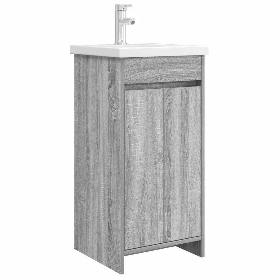 Meuble de salle de bain avec évier Sonoma gris - 2