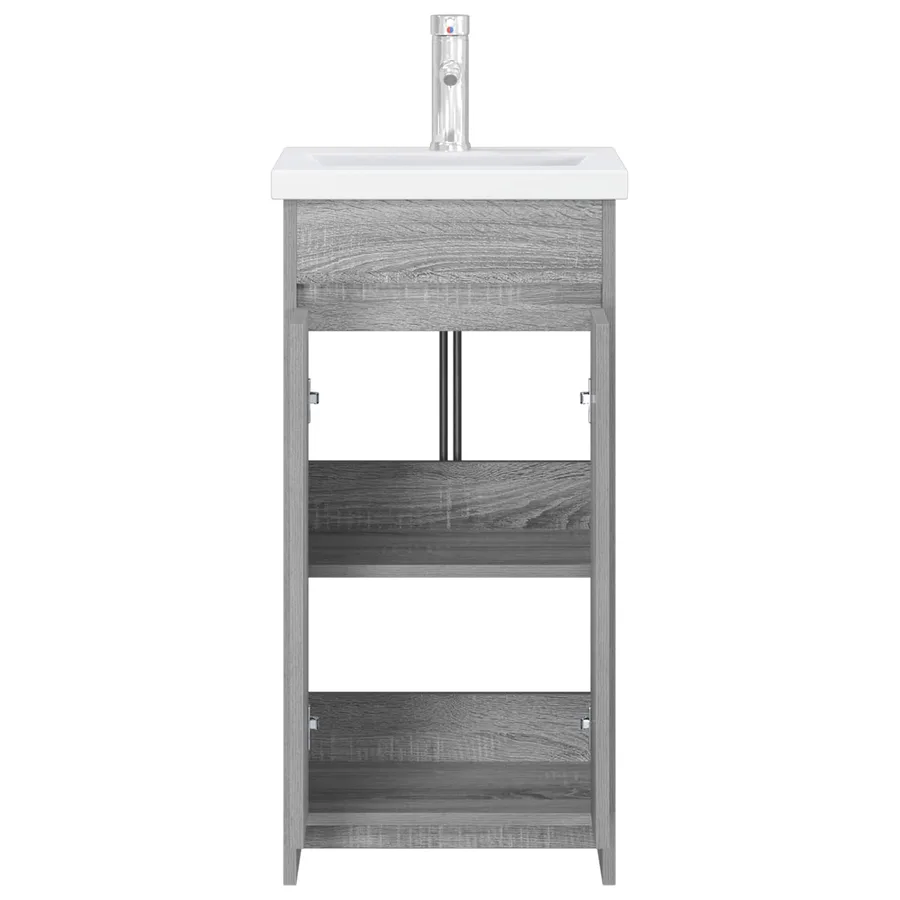 Meuble de salle de bain avec évier Sonoma gris - 4