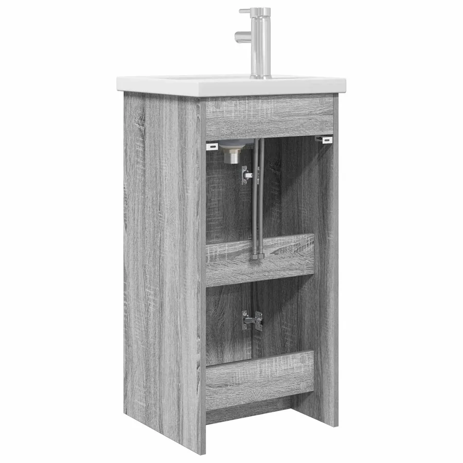 Meuble de salle de bain avec évier Sonoma gris - 6