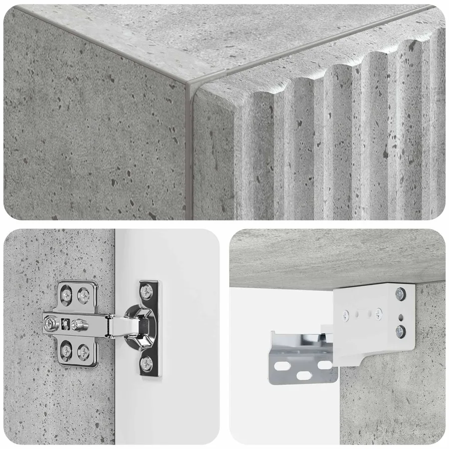 Cabinet de Salle de Bain Mural Gris béton 33 x 34,5 x 100 cm - 6