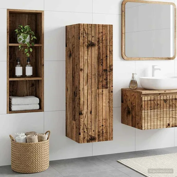 Cabinet de Salle de Bain Mural Bois ancien 33 x 34,5 x 100 cm