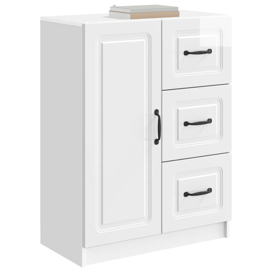 Buffet Blanc brillant 66 x 34,5 x 87 cm Bois d'ingénierie - 3