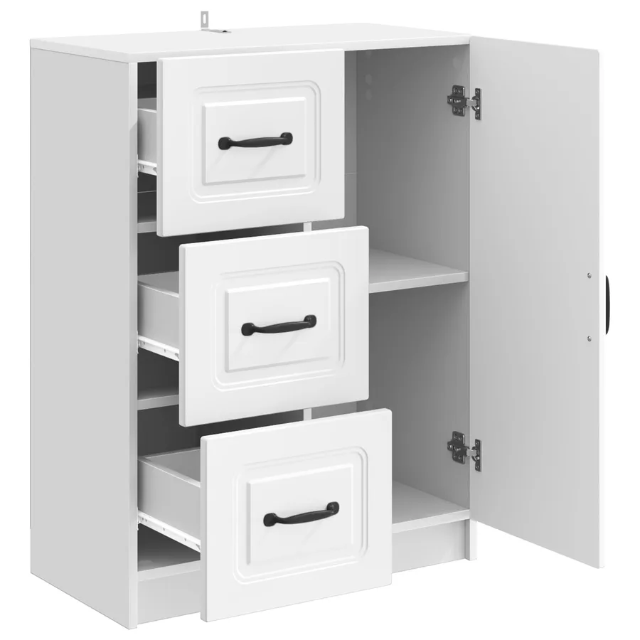 Buffet Blanc brillant 66 x 34,5 x 87 cm Bois d'ingénierie - 5