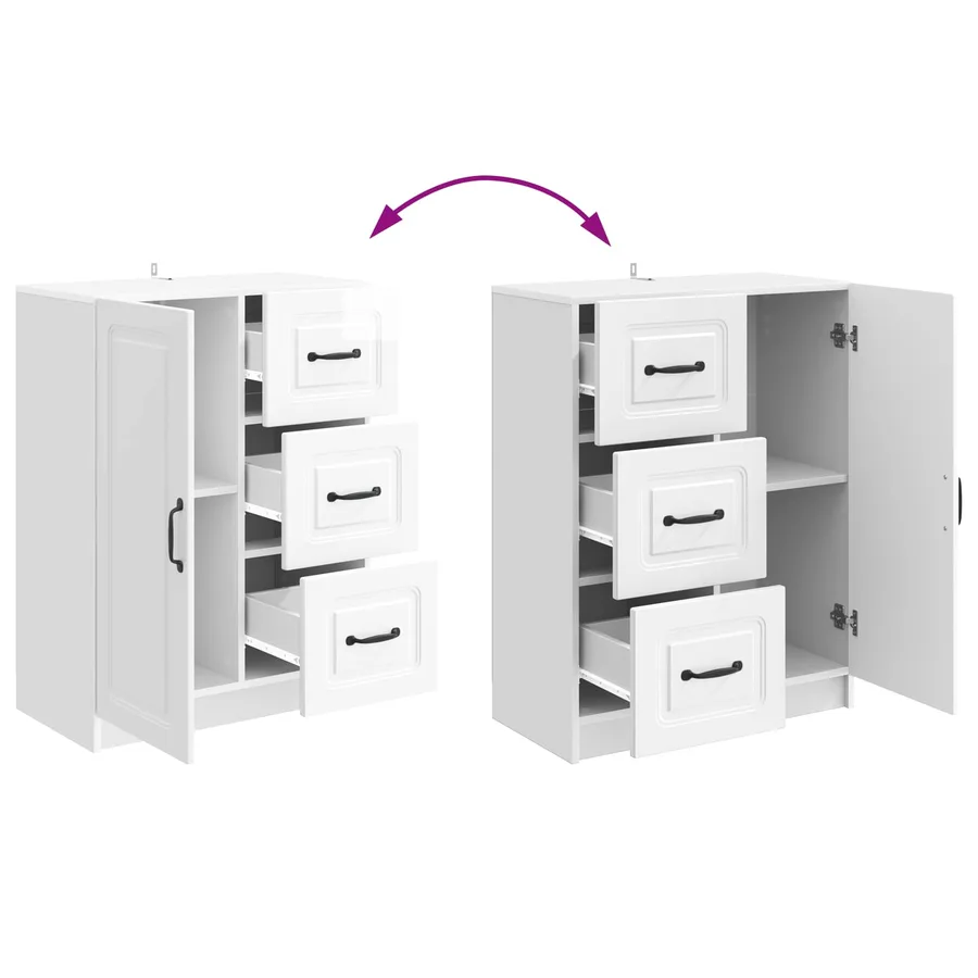 Buffet Blanc brillant 66 x 34,5 x 87 cm Bois d'ingénierie - 8