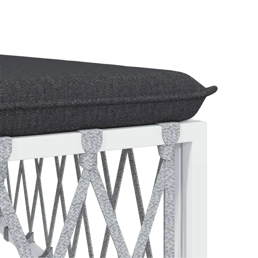 Salon de jardin 8 pcs avec coussins blanc acier - 7