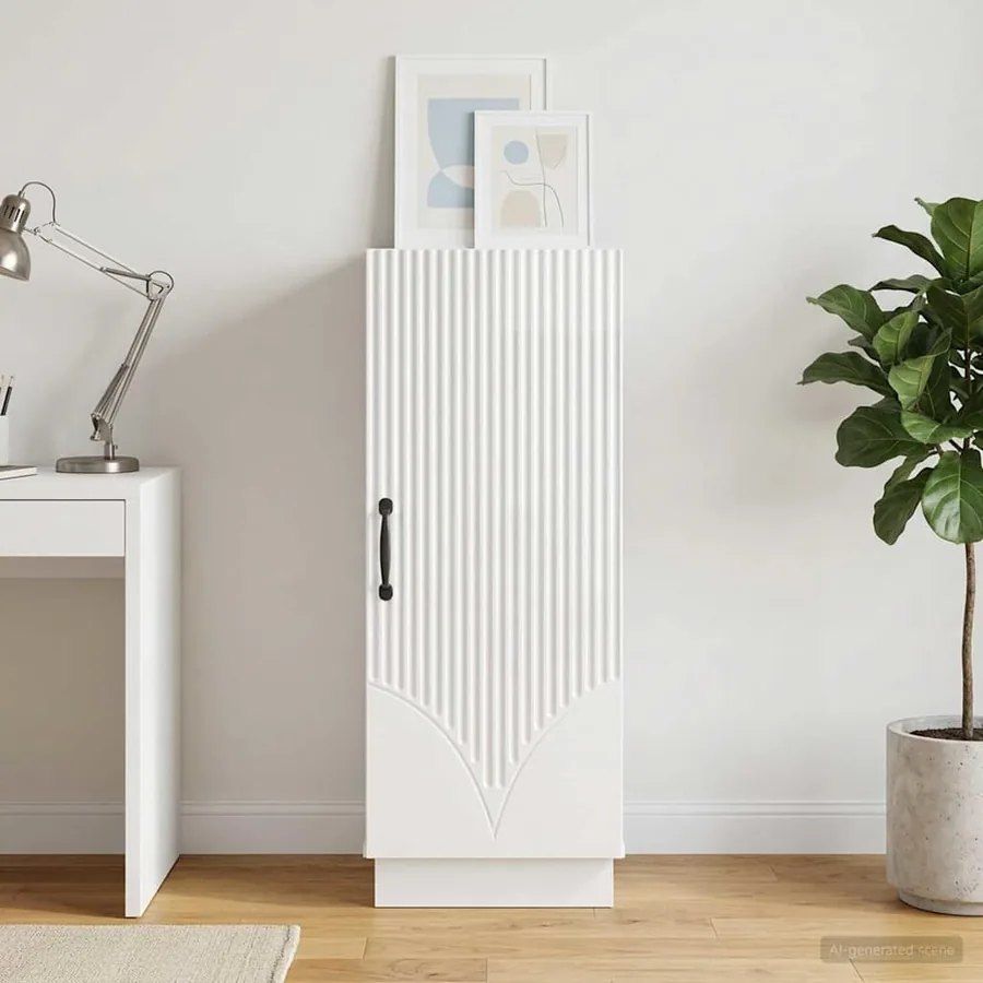 Buffet Blanc brillant 33 x 34,5 x 87 cm Bois d'ingénierie