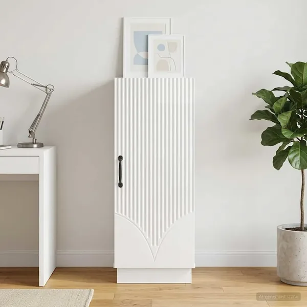 Buffet Blanc brillant 33 x 34,5 x 87 cm Bois d'ingénierie