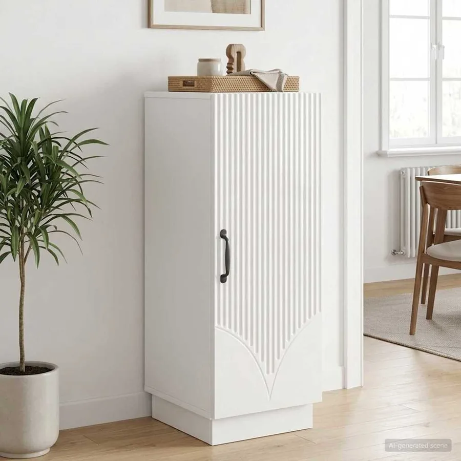 Buffet Blanc brillant 33 x 34,5 x 87 cm Bois d'ingénierie - 4