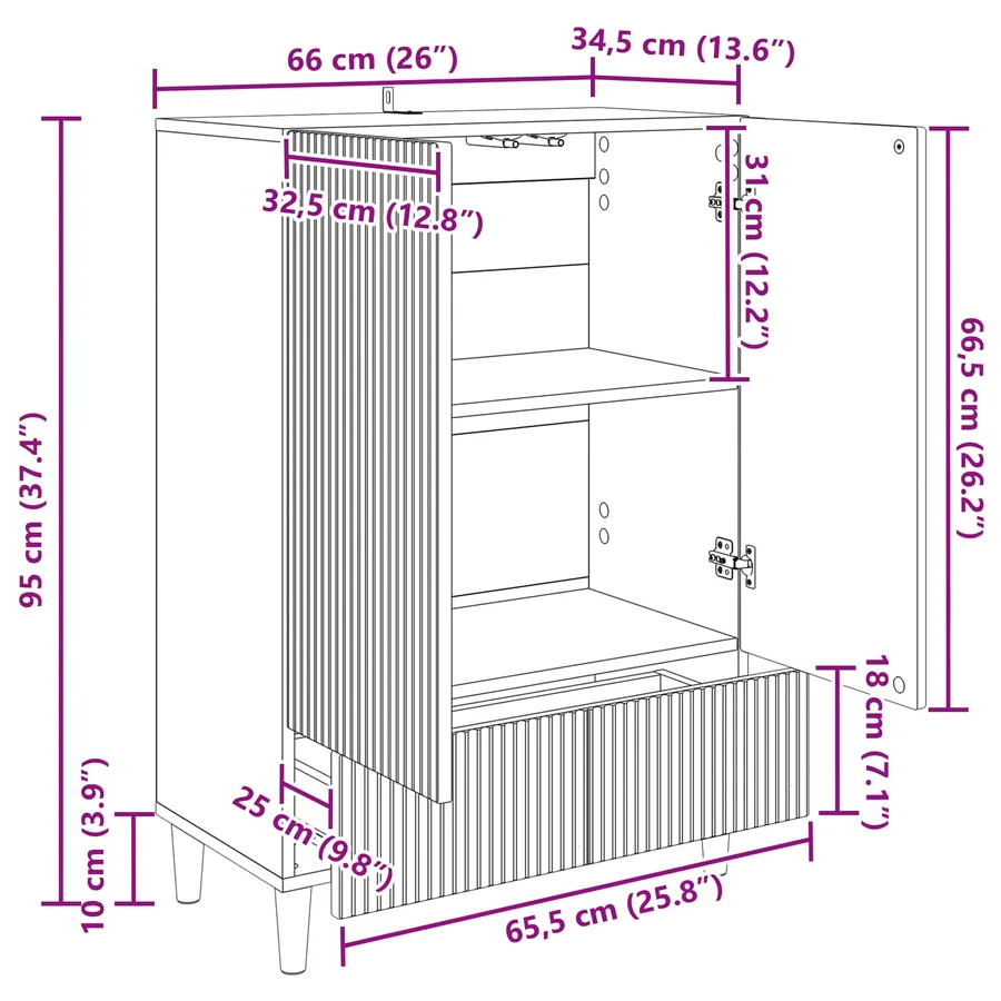 Buffet Sonoma gris 66 x 34,5 x 95 cm Bois d'ingénierie - 9