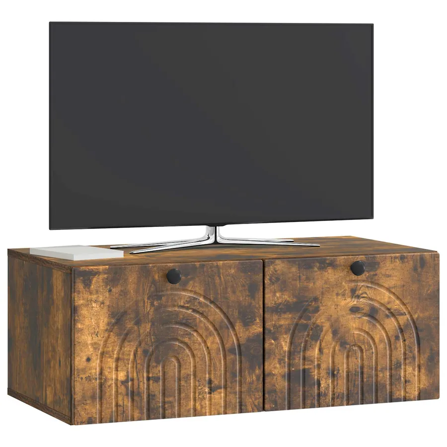 Meuble TV mural Chêne fumé 78,5 x 41 x 30 cm Bois d'ingénierie - 3