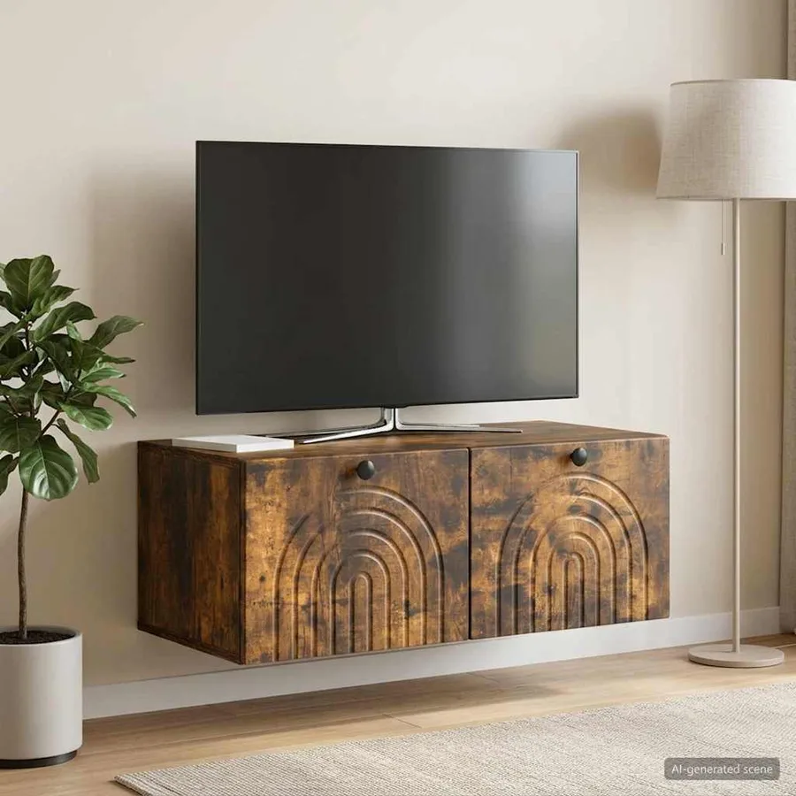 Meuble TV mural Chêne fumé 78,5 x 41 x 30 cm Bois d'ingénierie - 4
