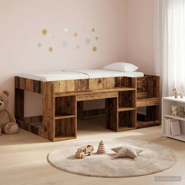 Cadre de lit pour enfants avec rangement Bois ancien
