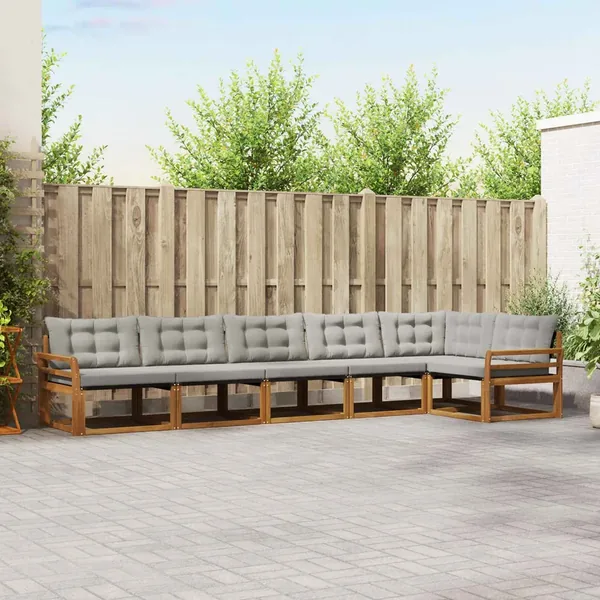 Ensemble de canapés d'extérieur 6 pcs Gris Naturel et Clair