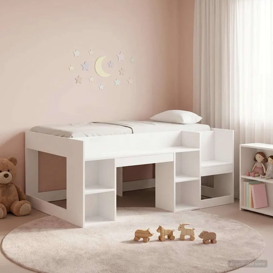 Cadre de lit pour enfants avec rangement Blanc 80 x 160 cm