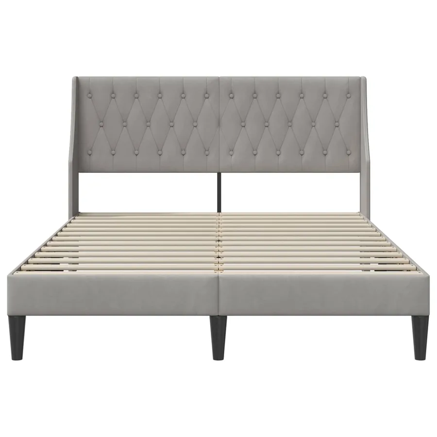 Cadre de lit avec tête de lit Gris clair 140 x 200 cm Velours - 4