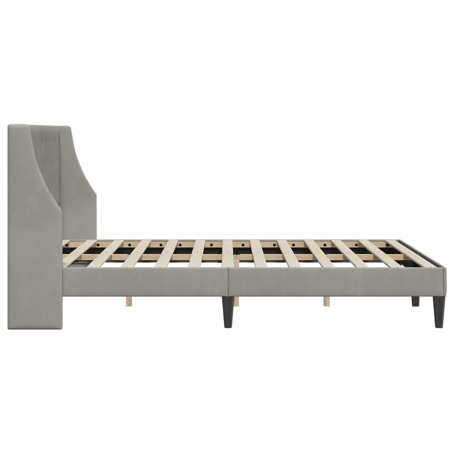 Cadre de lit avec tête de lit Gris clair 140 x 200 cm Velours - 5