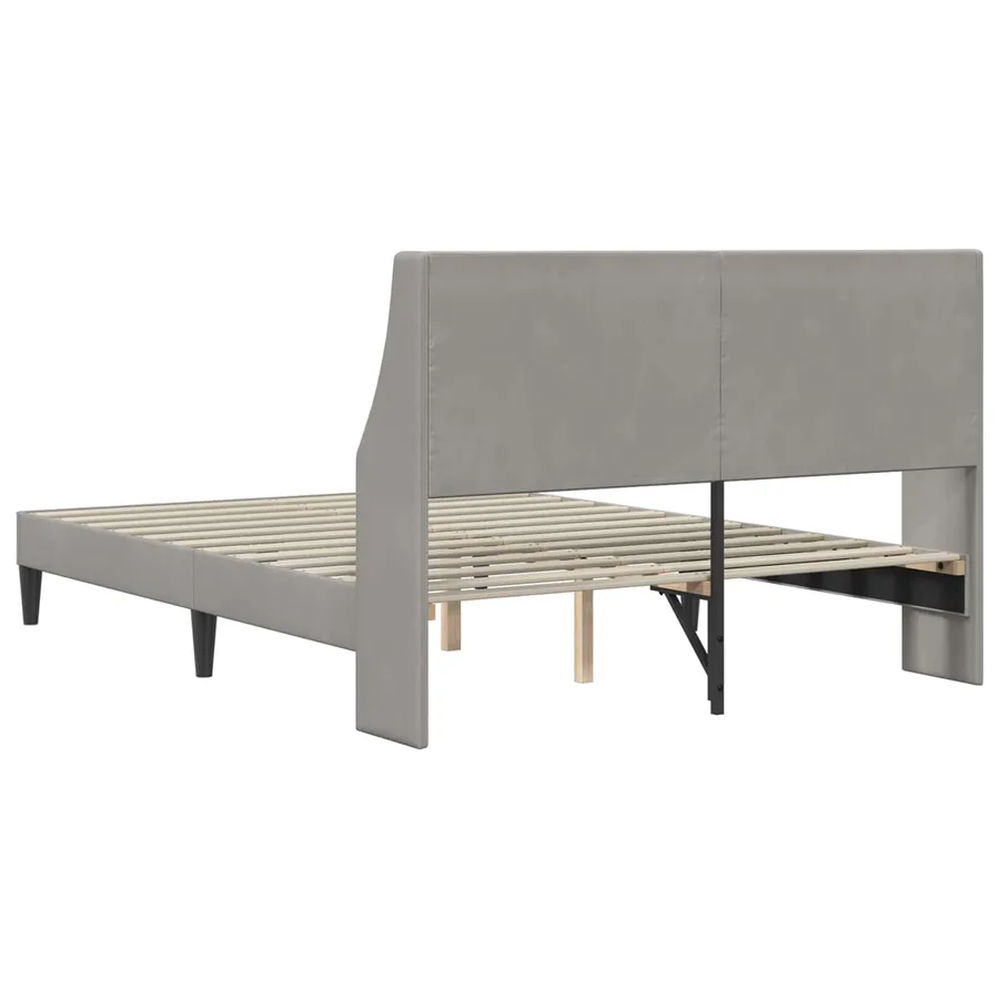Cadre de lit avec tête de lit Gris clair 140 x 200 cm Velours - 6
