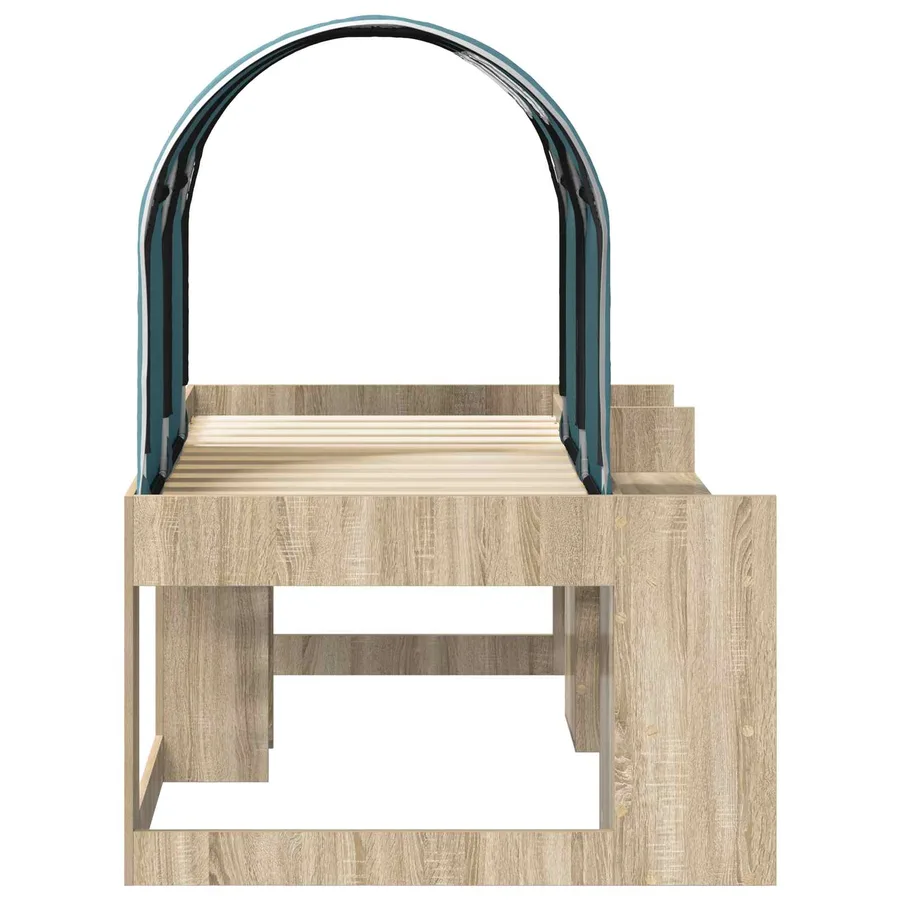 Lit avec Tunnel avec étagère 3 pc Chêne Sonoma et bleu clair - 7