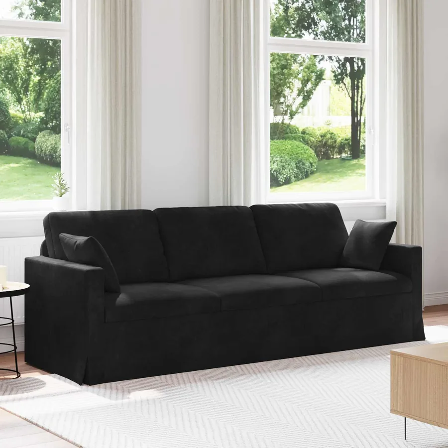 Canapé Noir 228 x 78 x 80 cm Velours