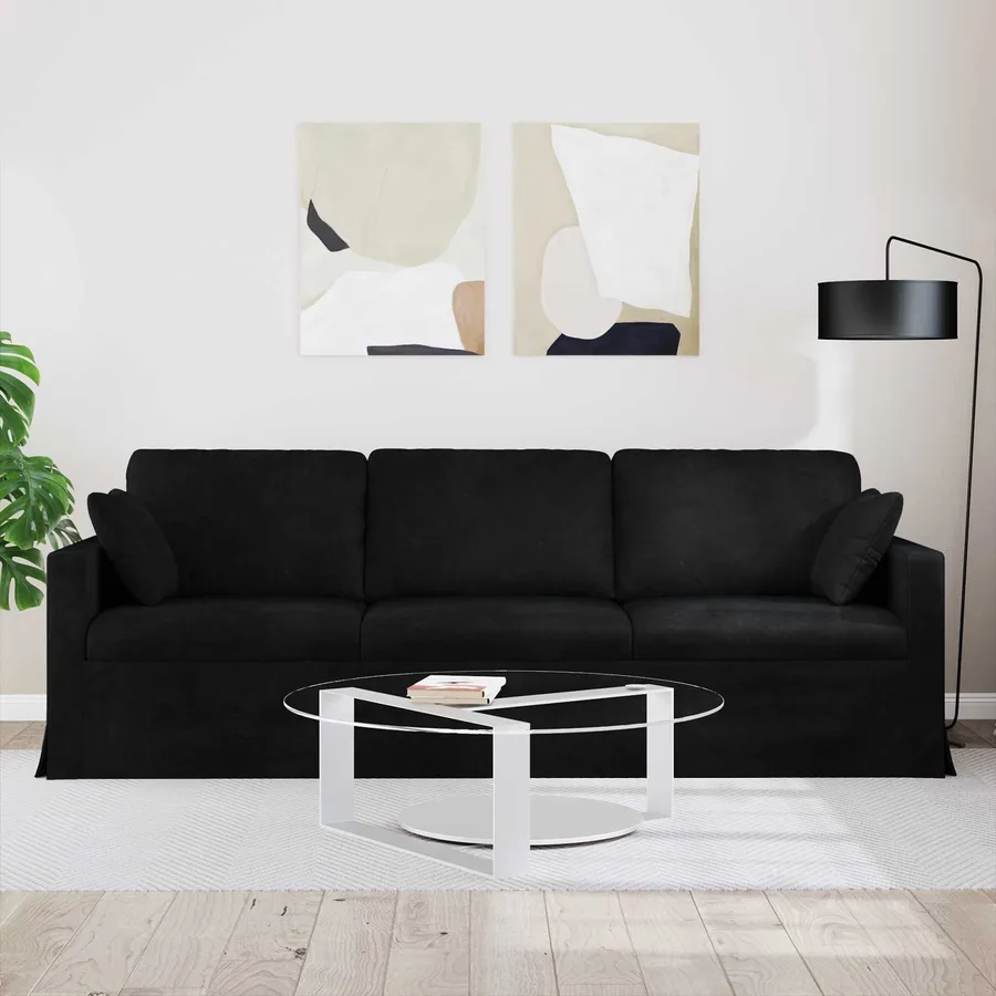 Canapé Noir 228 x 78 x 80 cm Velours - 3