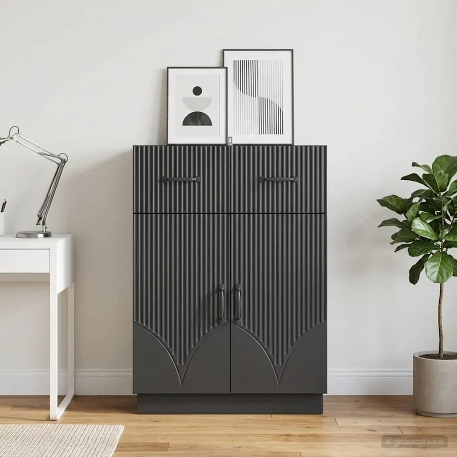 Buffet avec tiroir Noir 66 x 34,5 x 87 cm Bois d'ingénierie
