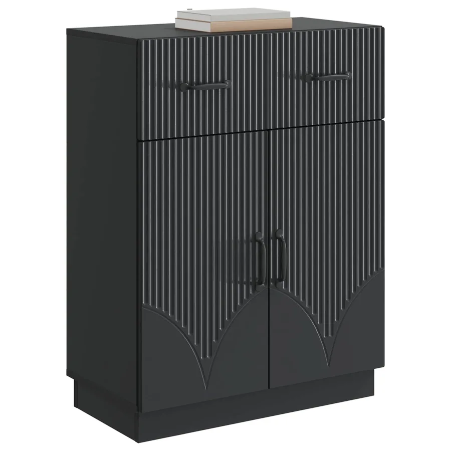 Buffet avec tiroir Noir 66 x 34,5 x 87 cm Bois d'ingénierie - 3