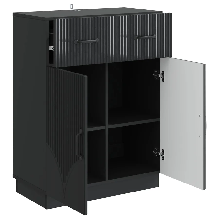 Buffet avec tiroir Noir 66 x 34,5 x 87 cm Bois d'ingénierie - 5