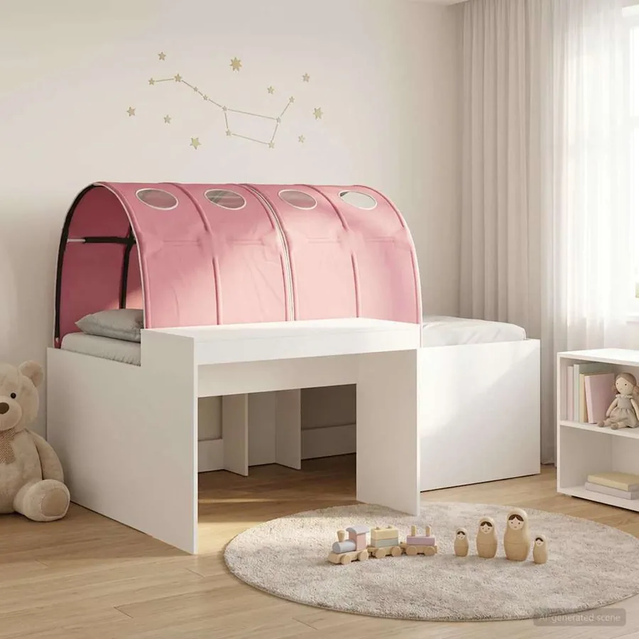 Lit avec Tunnel 3 pc Chêne Artisanal et Rose Bois d'ingénierie