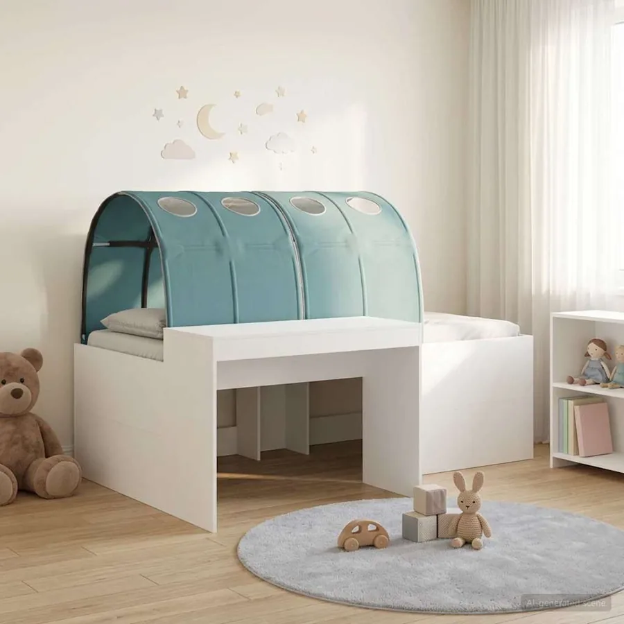 Lit avec Tunnel 4 pcs Chêne Artisanal et Bleu Clair