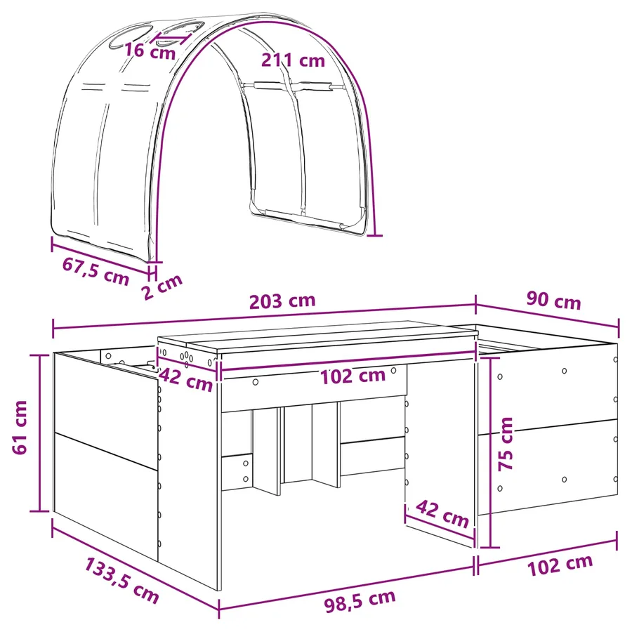 Lit avec Tunnel 4 pcs Chêne Artisanal et Bleu Clair - 11