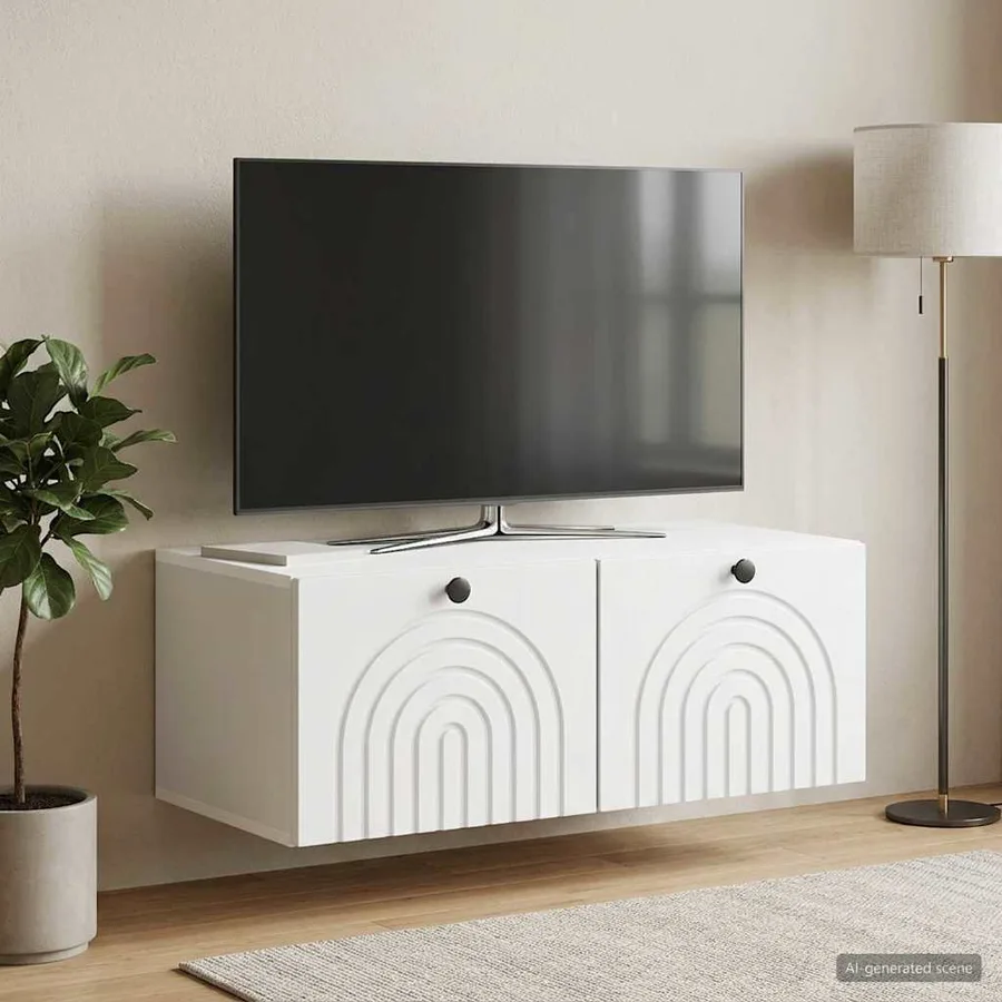Meuble TV mural Blanc 78,5 x 41 x 30 cm Bois d'ingénierie - 4