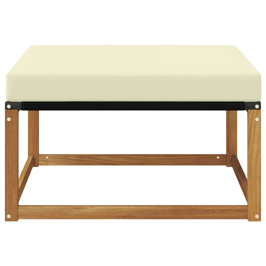 Pouf d'Extérieur Bois d'acacia massif et Textilène Naturel - 4