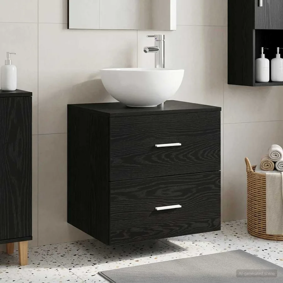 Meuble lavabo mural Chêne noir 49,5 x 35 x 63 cm