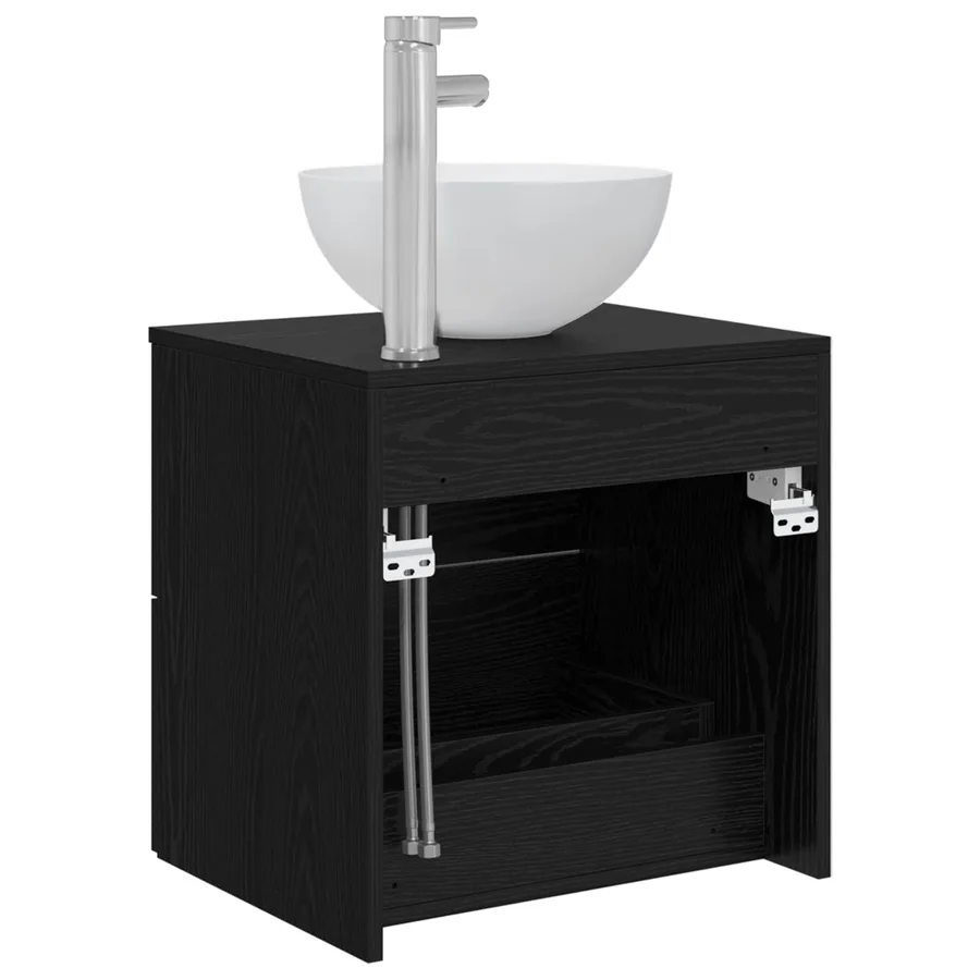 Meuble lavabo mural Chêne noir 49,5 x 35 x 63 cm - 5