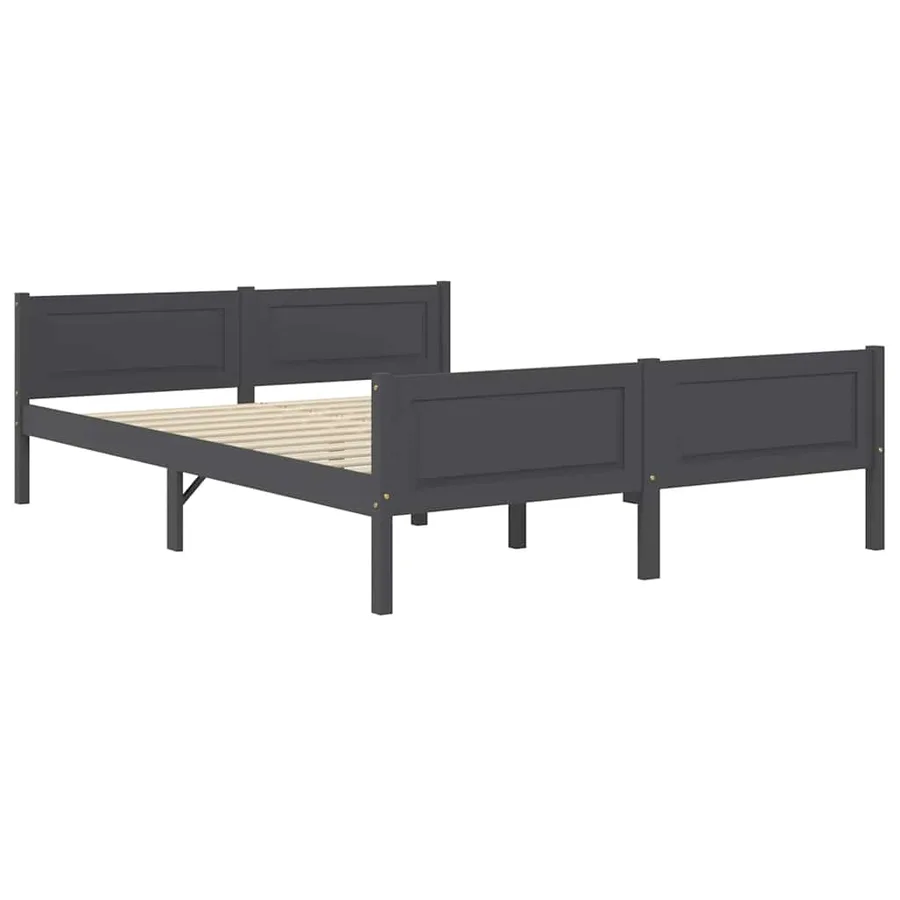 Cadre de lit sans matelas bois massif de pin gris 140x200 cm - 2