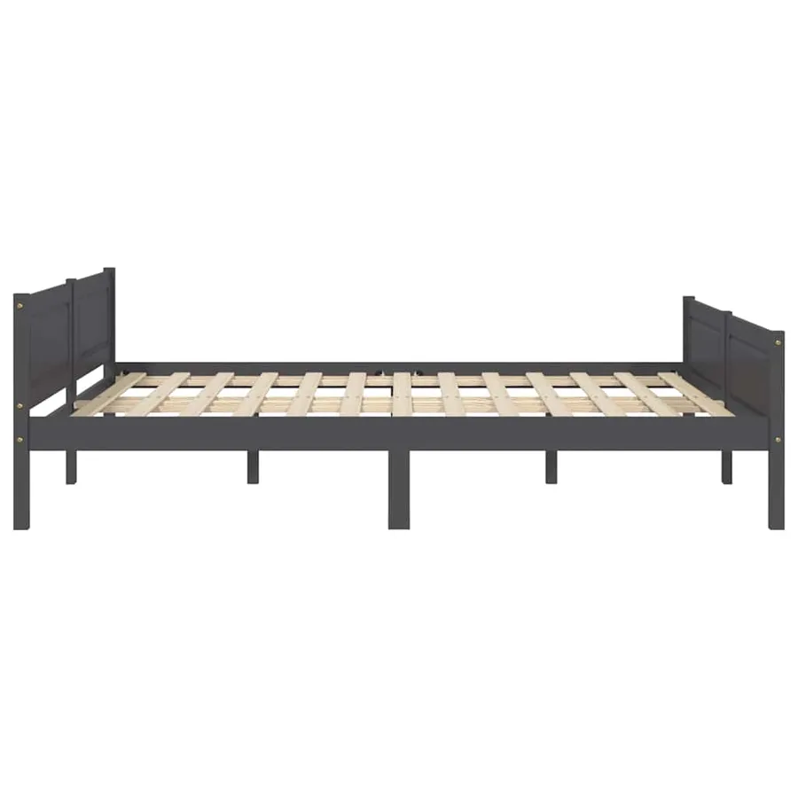 Cadre de lit sans matelas bois massif de pin gris 140x200 cm - 4