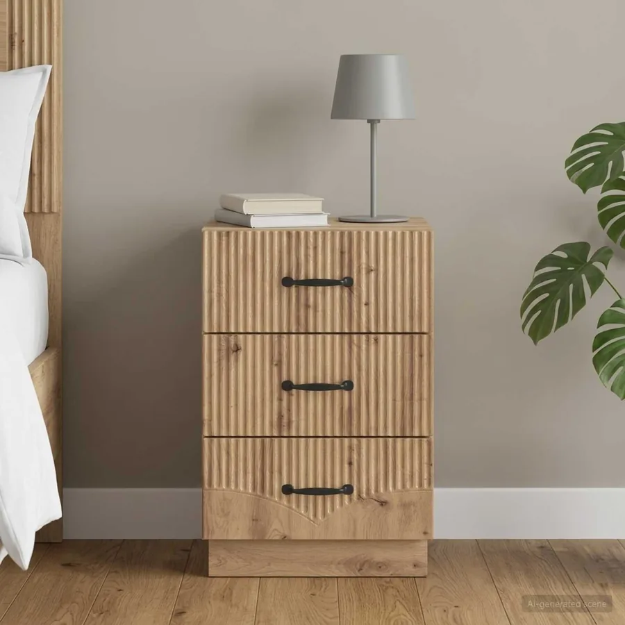 Cabinet de chevet Chêne artisanal 43 x 41 x 63,5 cm