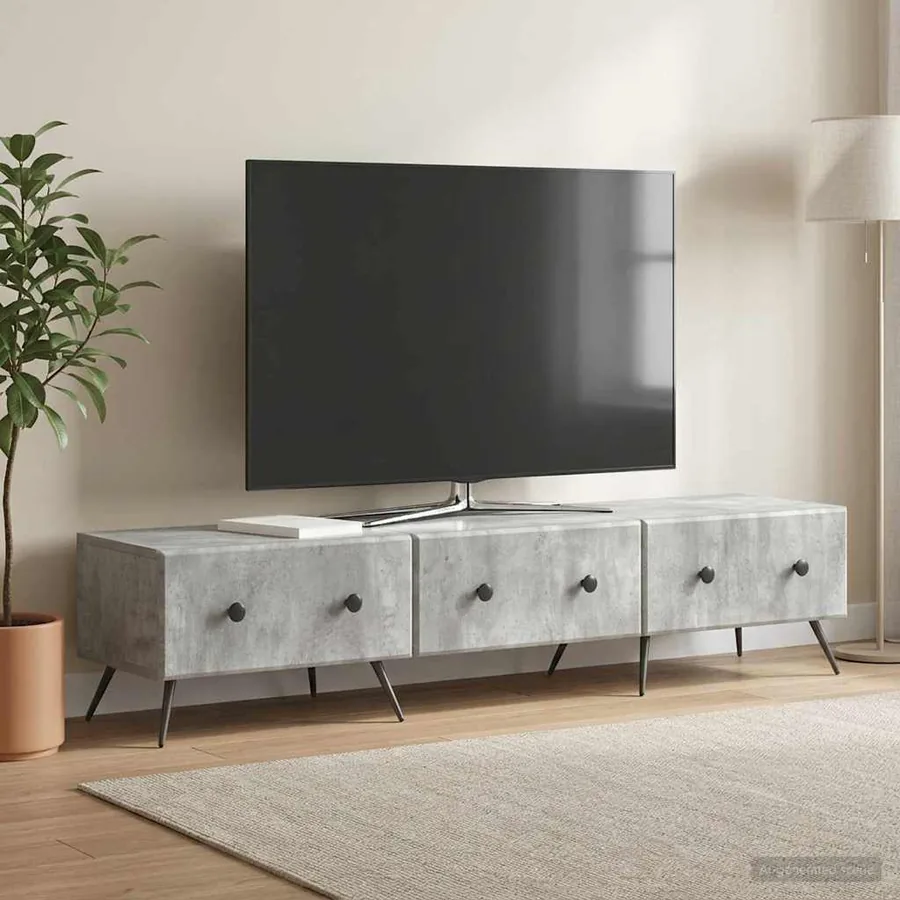 Meuble TV Gris béton 147 x 34,5 x 30 cm Bois d'ingénierie
