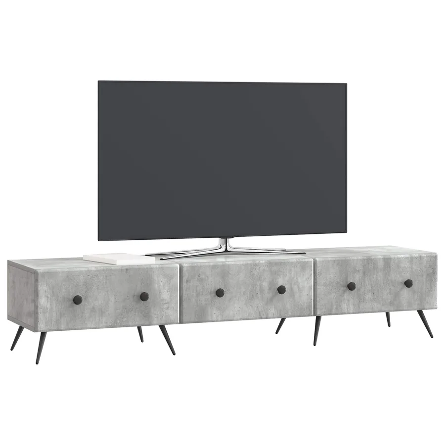 Meuble TV Gris béton 147 x 34,5 x 30 cm Bois d'ingénierie - 3