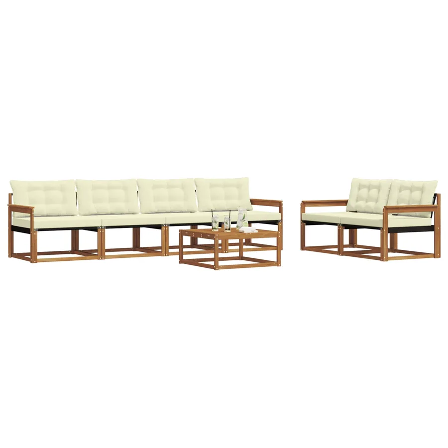 Ensemble de canapés d'extérieur 7 pcs Naturel et Crème - 3