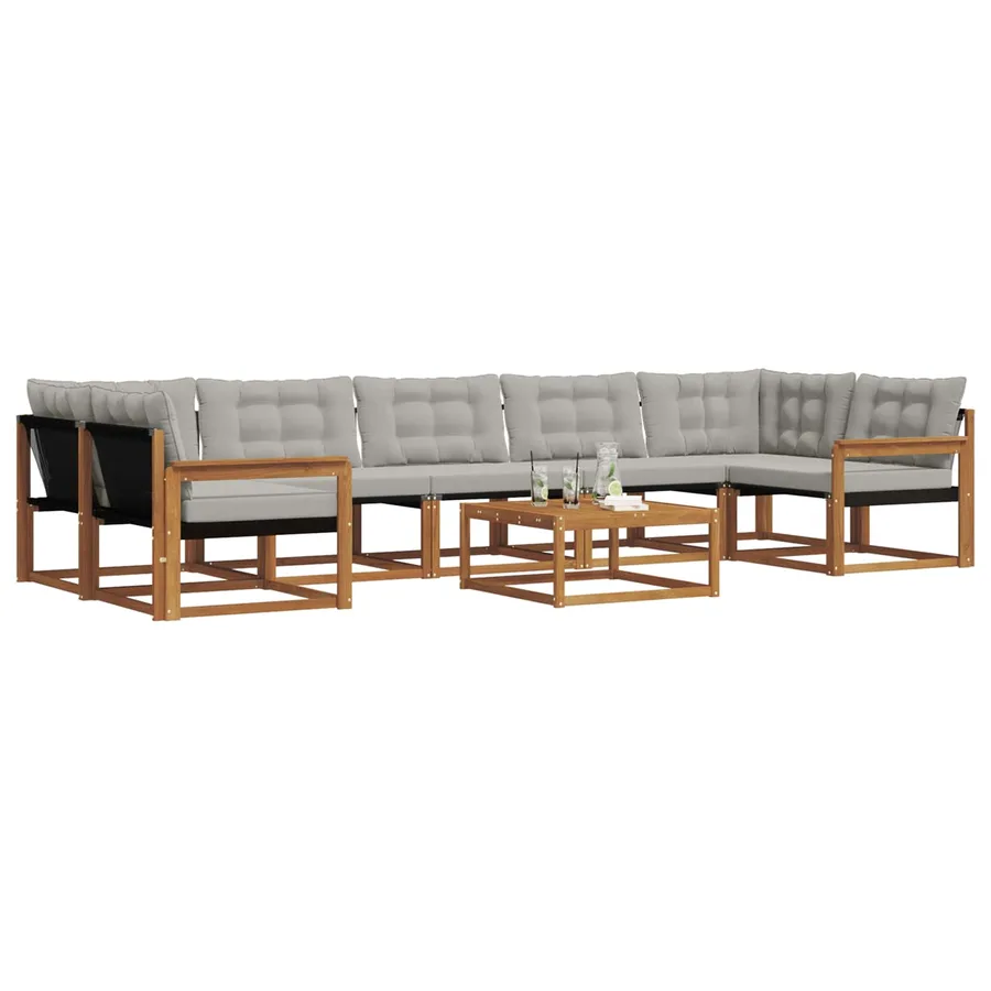 Ensemble de canapés d'extérieur 8 pcs Gris Naturel et Clair - 3