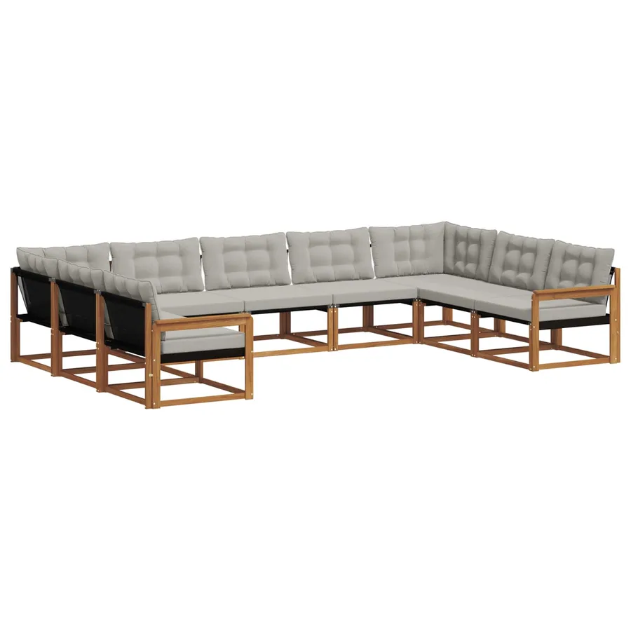 Ensemble de canapés d'extérieur 9 pcs Gris Naturel et Clair - 2