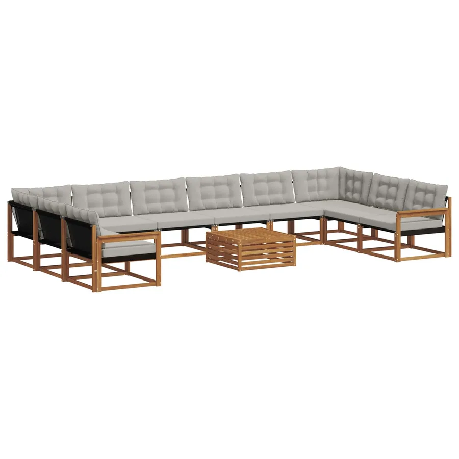 Ensemble de canapés d'extérieur 11 pcs Gris Naturel et Clair - 2