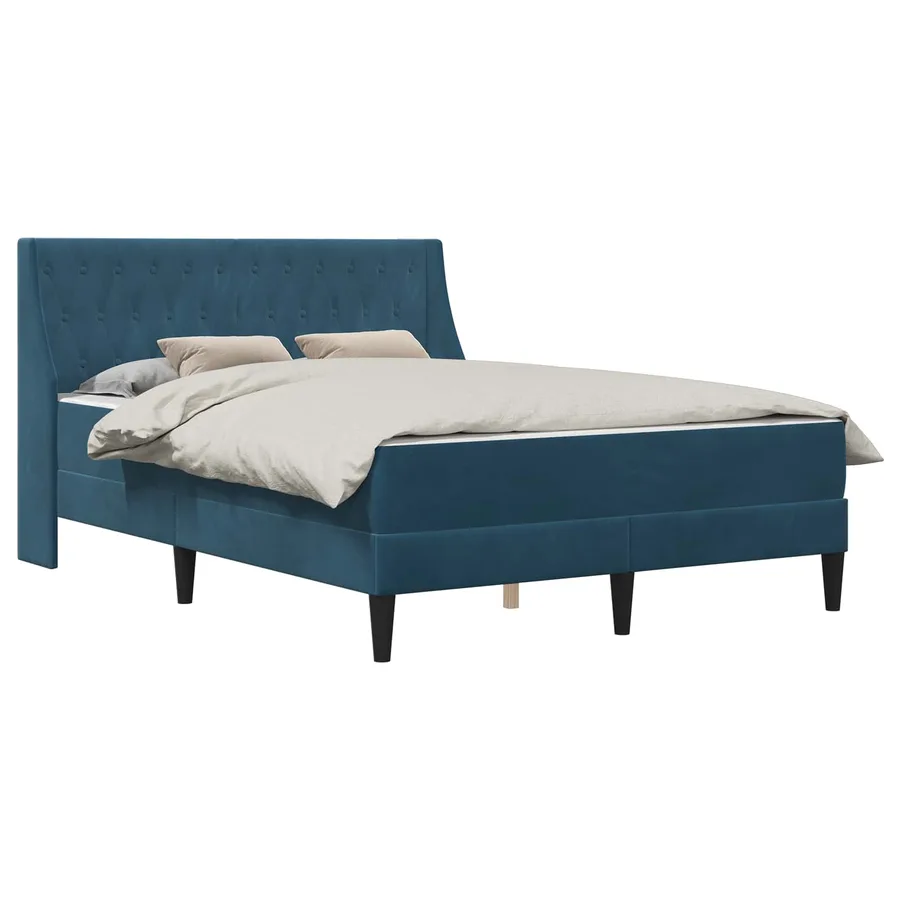 Cadre de lit avec matelas Bleu 120 x 190 cm Velours - 2