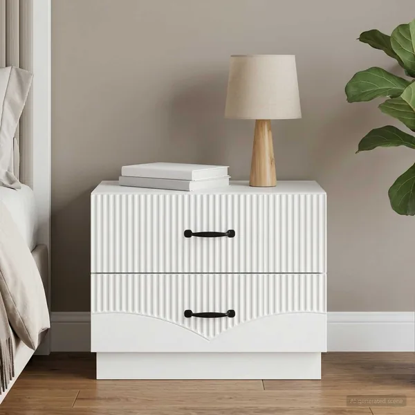 Cabinet de chevet Blanc 62 x 34,5 x 44,5 cm Bois d'ingénierie